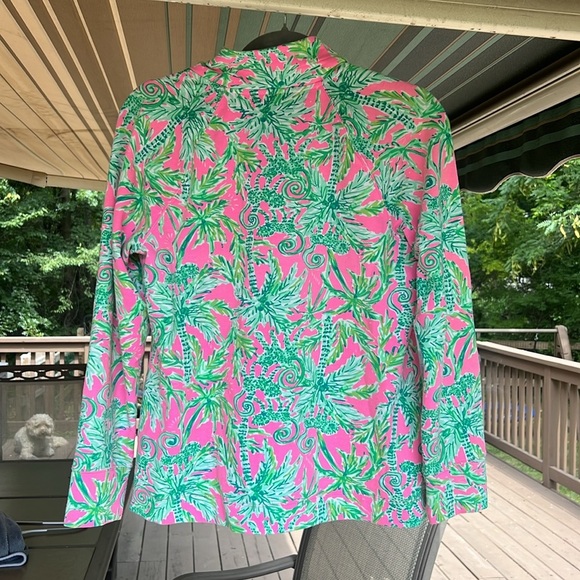 Lilly Pulitzer Pink & Green Seahorse Palm Print Long Sleeve Top - Picture 4 of 4